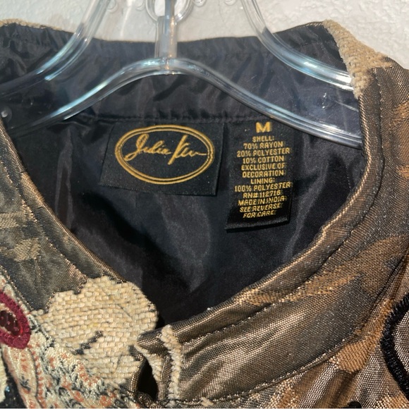 Julia Kim Womens Size M Jacket Art to Wear Mixed Media Sequin Button Embroidered - Picture 3 of 6
